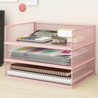 4-Tier Stackable Metal Mesh Letter Paper Tray Organizer,Black