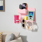Floating Shelves for Bedside Shelf Accessories Organizer, Wall Mount Shelf Stick On, Cute Room Decor Aesthetic, Girls Room Decor, Cool Stuff for Bedroom Storage and Organization (Pink)
