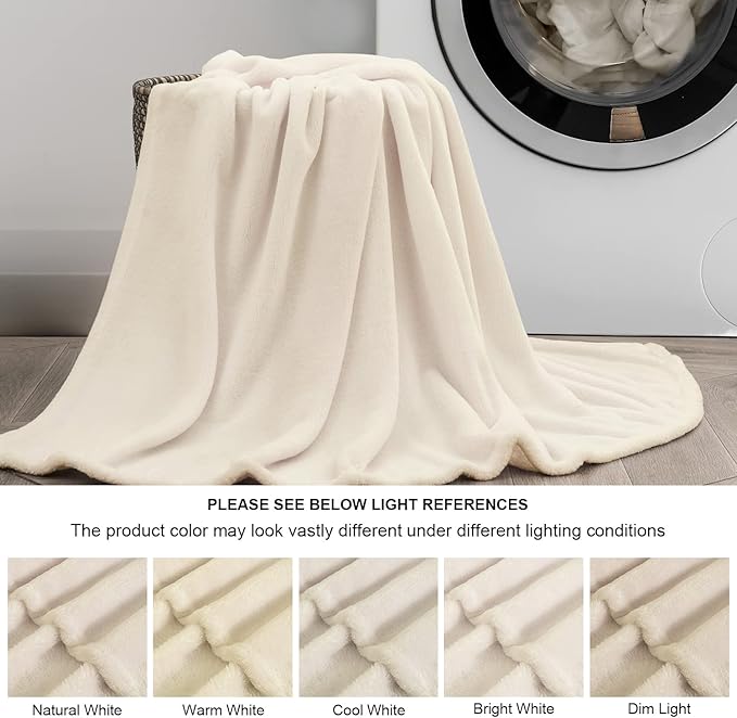 BEDELITE Fleece Blanket Twin Size Beige Throw Blankets - Image 3