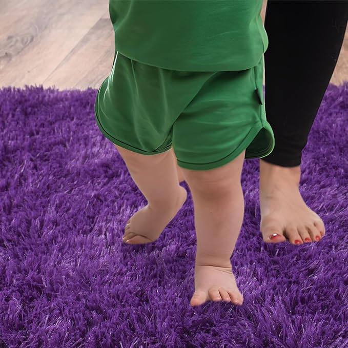 Soft Runner Rugs for Bedroom Hallways, 2x4 Purple Fluffy Shag Throw Area Rug - Image 7