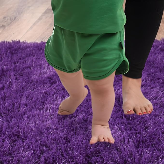 Soft Runner Rugs for Bedroom Hallways, 2x3 Purple Fluffy Shag Throw Area Rug - Image 7