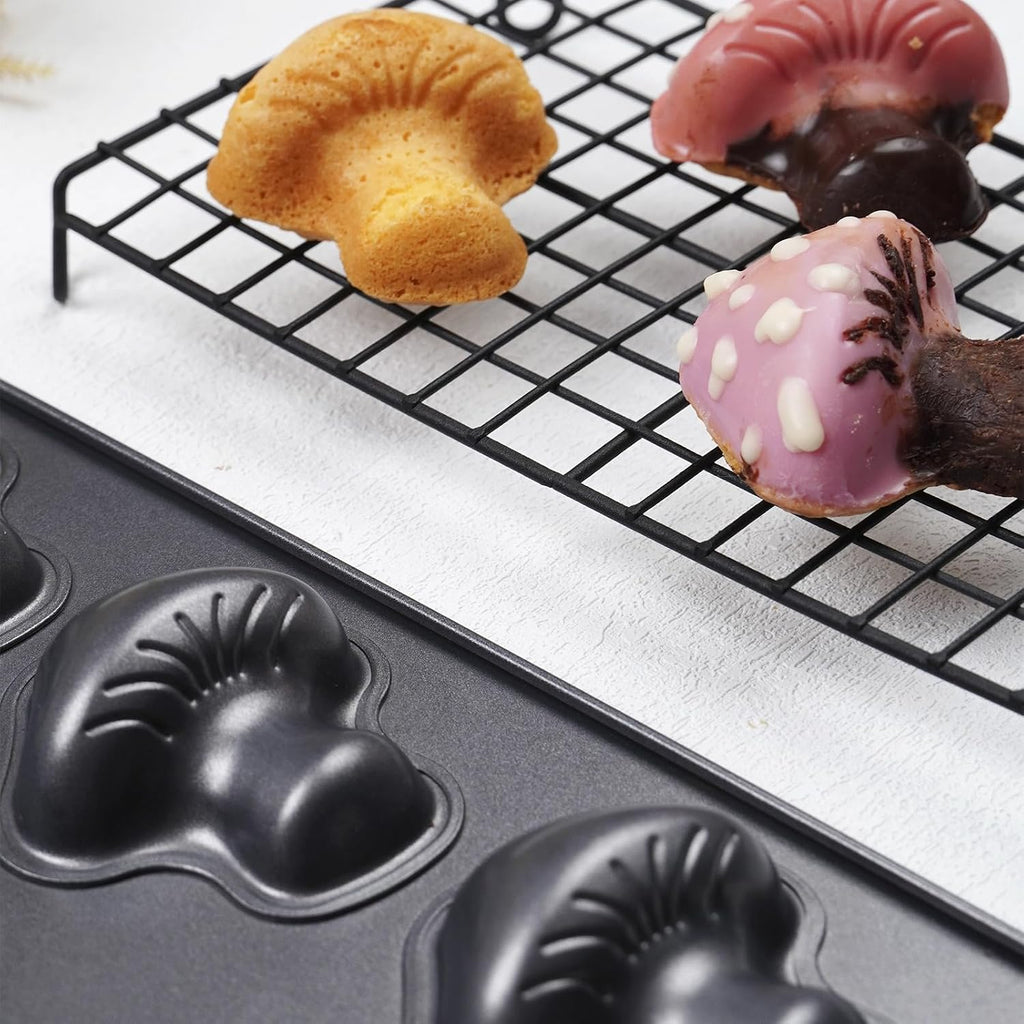 2 Pack Mushroom Baking Pan, 6-Cavity MushroomMuffin Pan Non-stick Cake Pan Heavy Carbon Steel for Oven Baking Cookies Cake Chocolate Madeleine