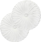HIG Set of 2 Decorative Round Pleated Throw Pillows, Classy Accent Pumpkin by HIG
