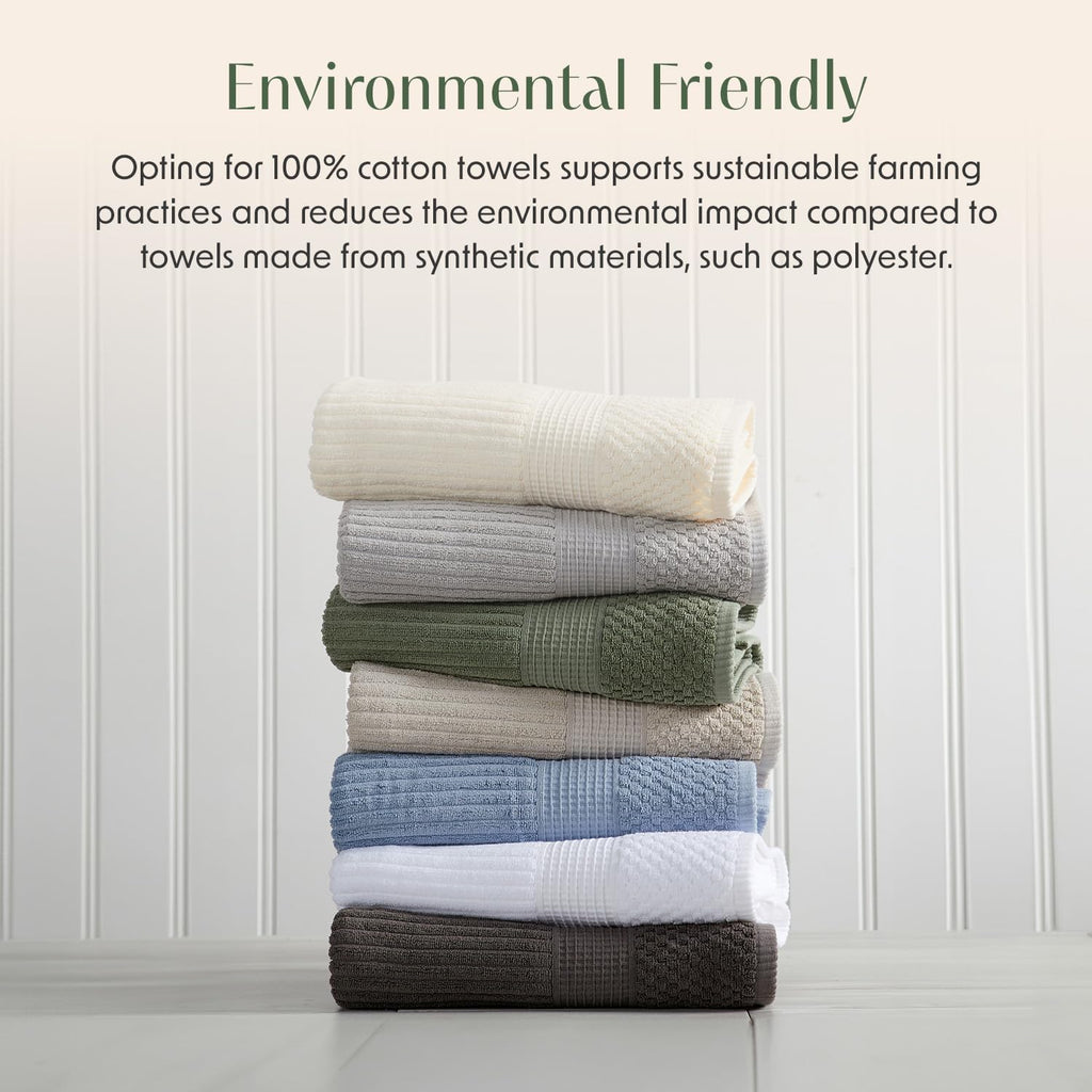 100% Cotton Bath Towel Set | 6-Piece Set | Textured | Blue