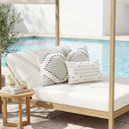 Mecatny Boho Outdoor Throw Pillow Covers 18x18 Set of 2 Black & Cream White