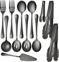 12-Piece Black Serving Utensils Set, Serving Spoons for Buffet