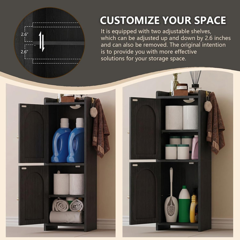 Arbuxzuy Small Bathroom Storage Cabinet with 2 Doors and Adjustable Shelf