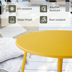 Meluvici Patio Small Outdoor Side Table Waterproof Round Metal Steel Side Table Weather Resistant Portable Outdoor and Indoor End Table for Garden Balcony Yard, Yellow