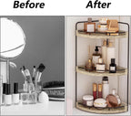 Fixwal 3 Tier Corner Bathroom Countertop Organizer Vanity Shelf Light Brown