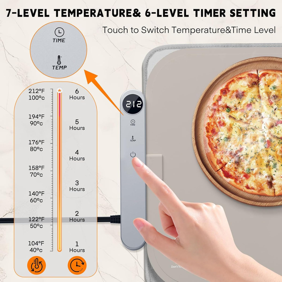 Homelove Warming Mat for Food - Electric Warming Tray with 7-Level Temp Settings & 6 Hours Timer, Full Surface Graphene Heating, Waterproof Dishwasher-Friendly Food Warmer for Parties, Kitchen (Khaki)