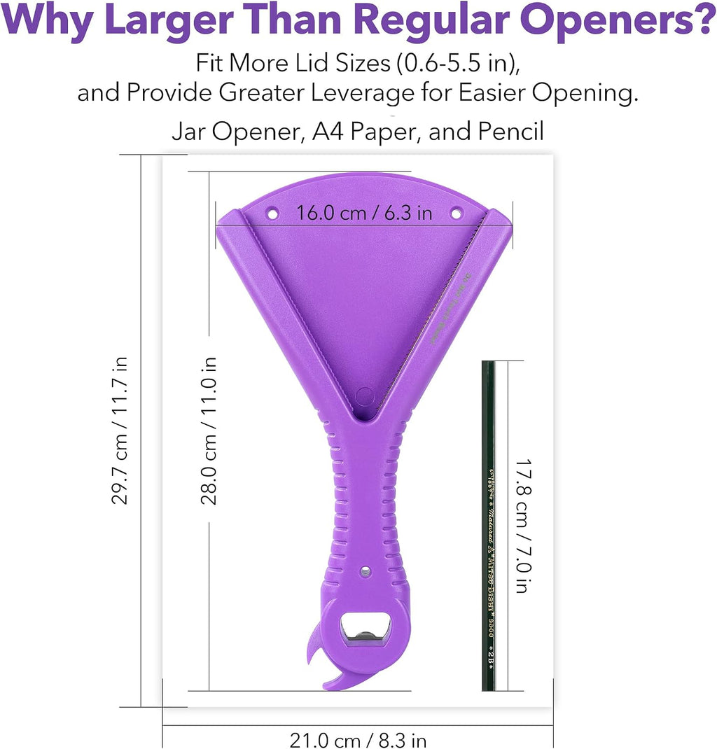 Jar Bottle Opener, Seniors Week Hand, Secure Grip Wide Size Lid,Long Handle