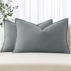 MIULEE Decorative Linen Lumbar Pillow Covers 12x20 Inch Gray ​Boho Farmhouse​ by MIULEE