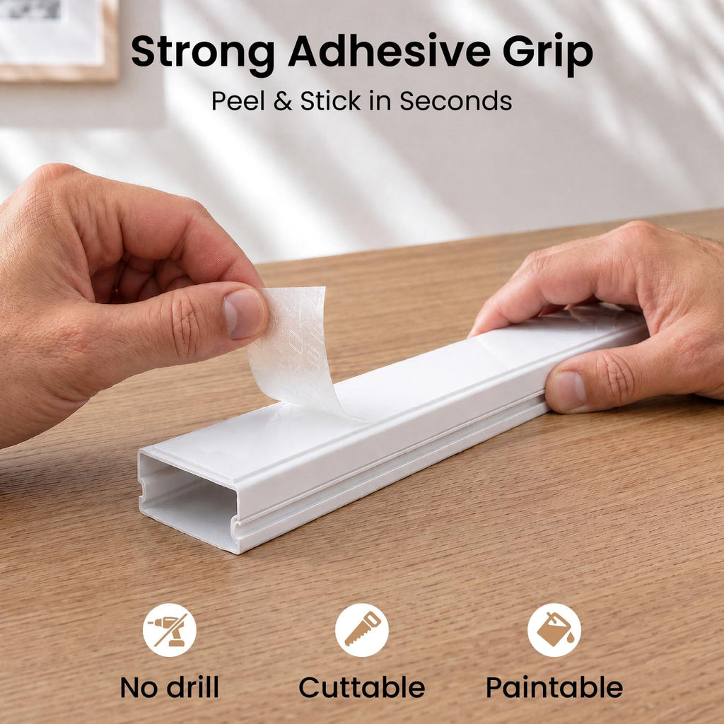 Cord Covers for Wires on Wall - 300in Cable Management Cable Hider - Cord Hiders for TV On Wall - Paintable Cable Concealer - Wire Covers for Cords - 20X (L16 x W0.95 x H0.5) - Medium | White