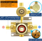 Rain Shower Head System with 14x20 Inch Ceiling Mount LED Head & 6 Inch Wall Head and Handheld Shower 3 Way Pressure Balance Valve Kit,Brushed Gold