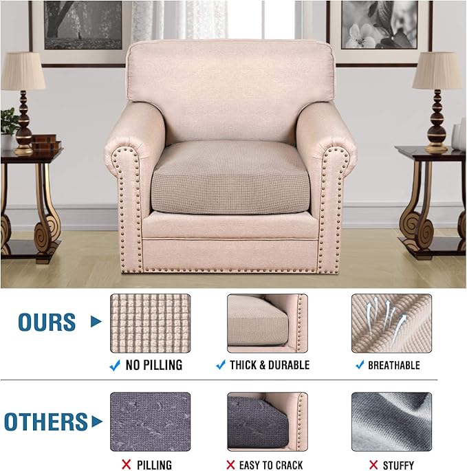 H.VERSAILTEX High Stretch Individual Seat Cushion Covers Sofa Slipcovers Couch - Image 2