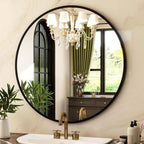HARRITPURE Round Mirror 30 Black Wall Mounted Circle Mirrors