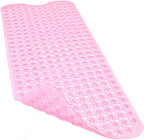 Bathtub and Shower Mats, 40x16 Inch Extra Large Non Slip Soft Bath Tub Mat with Suction Cups and Drain Holes for Bathroom Floor and Keep Tubs Clean, Machine Washable, Clear Gray