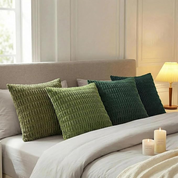 Fancy Homi Set of 4 Green Boho Spring Decorative Throw Pillow Covers 24x24 Inch - Image 3