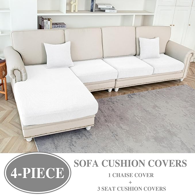 Couch Cushion Covers for Sectional Sofa L Shape Washable Separate Seat Chaise - Image 2