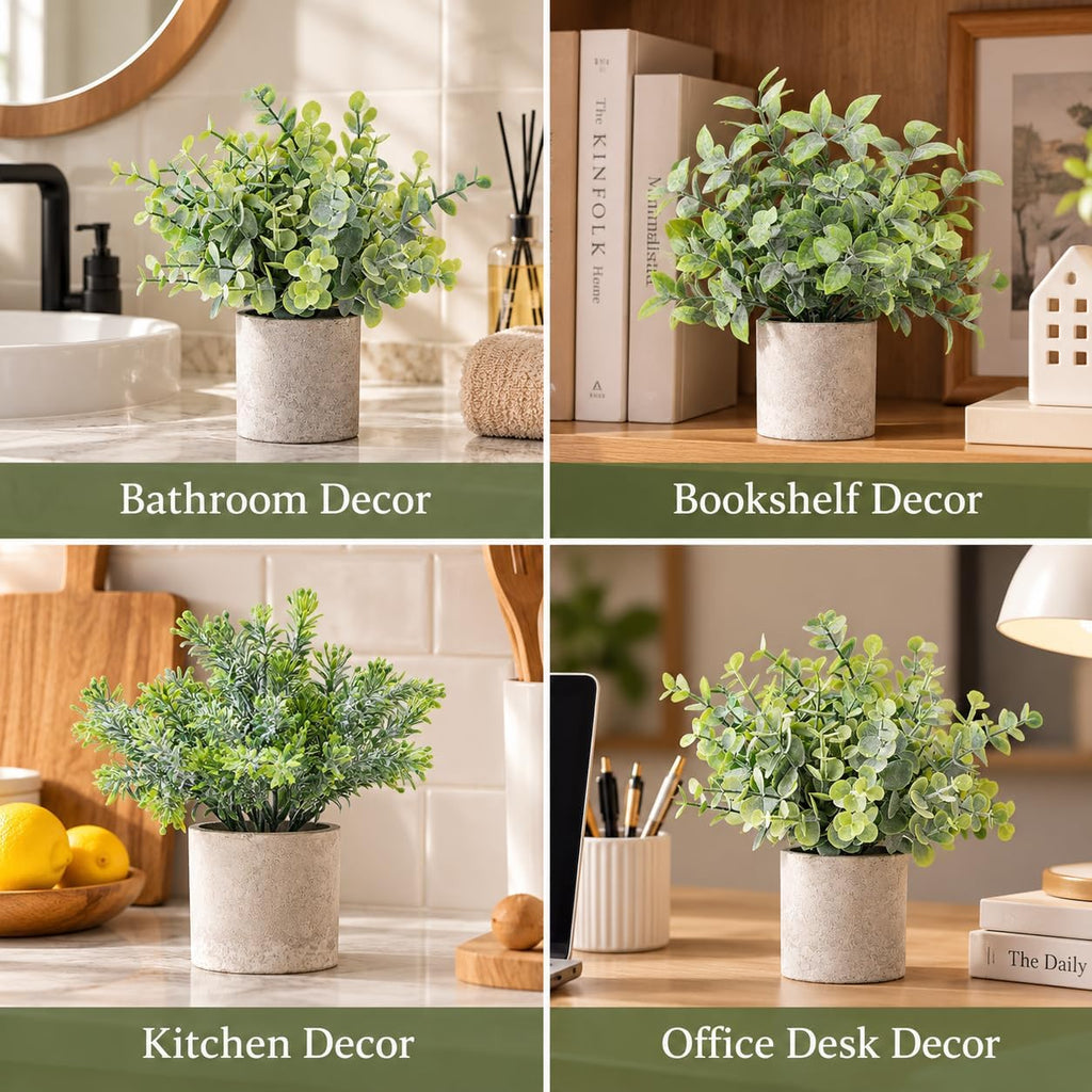 3 Pack Fake Plants Small Potted Artificial Plant for Desk Shelf Decor
