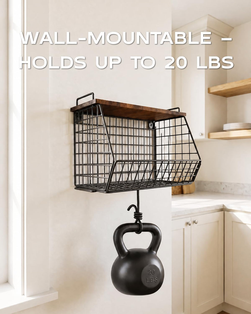 2 Pack Stackable Potato Storage Bins, Extra Large Pantry Organizer and Storage, Fruit Basket for Kitchen Counter, Potato and Onion Storage Bin with Wide Opening, Wall Mounted Vegetable Storage Basket