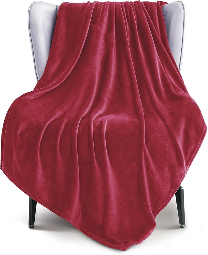 Exclusivo Mezcla Fleece Deep Red Throw Blanket by ExclusivoMezcla
