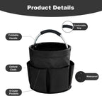 17L Cleaning Caddy with Handle, Cleaning Supplies Organizer, Foldable Storage Basket, Cleaning Supply Caddy, Portable Multi Cleaning Bucket Bag for Home, Garden (Black)