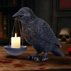 Dlfghos Gothic Home Decor Raven Lamp Tealight Candle Holder Halloween Decorations Indoor Fake Crow Light Holder Resin Black Bird Statue for Living Room Fireplace Entrance Holiday Spooky Ornaments