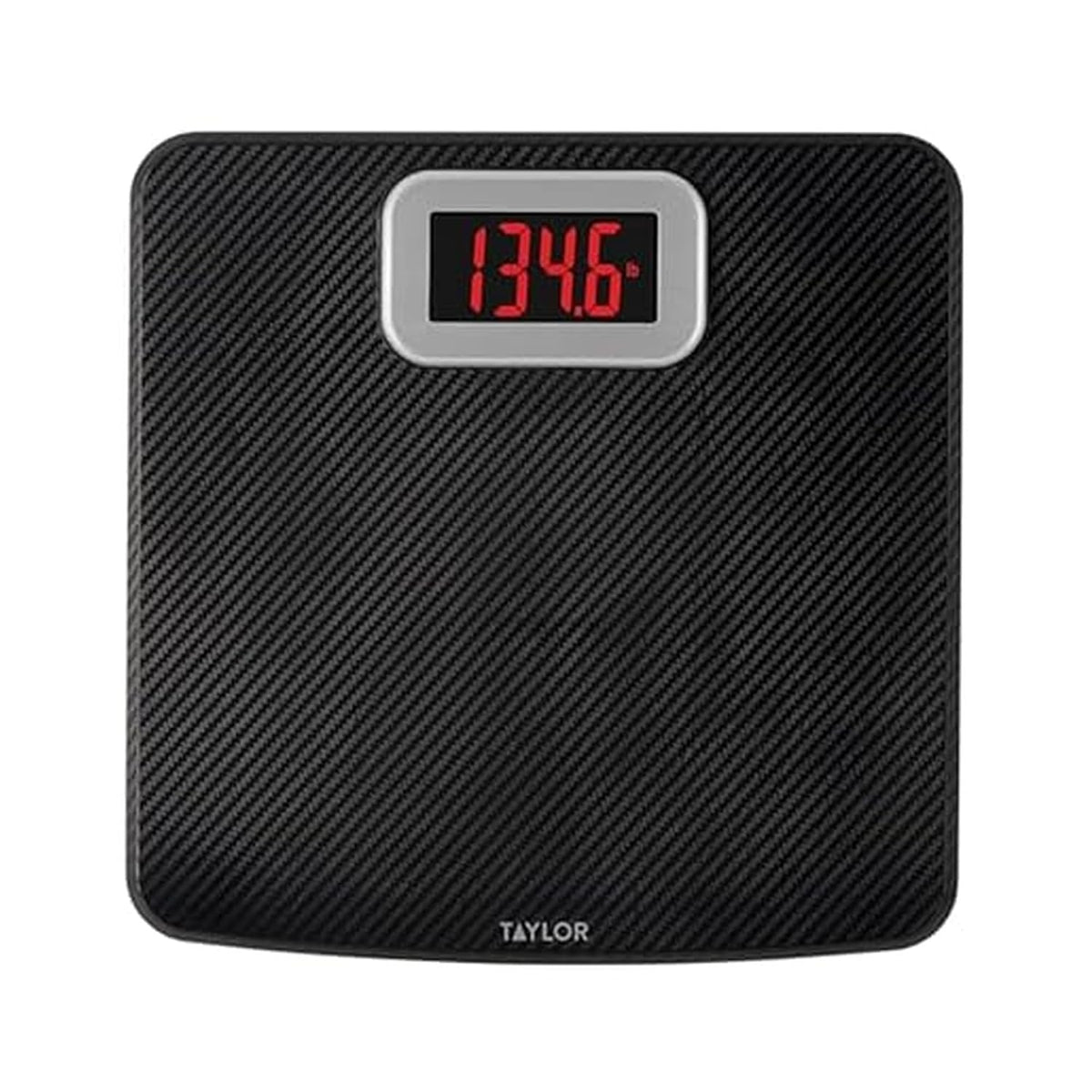 Taylor Digital Bathroom Scale, 440 lb Cap, Red LED, Anti-Slip, Black