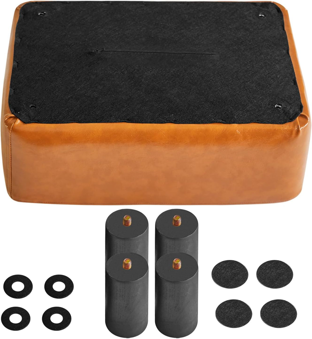 IBUYKE Small Footstool Ottoman, PU Faux Leather Footrest, Orange RF-BD217