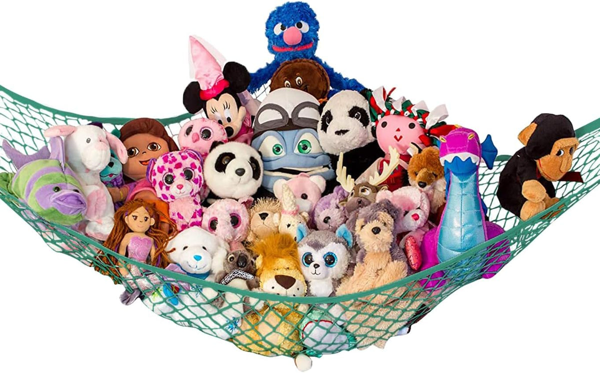 Large Stuffed Animal Storage Hammock 1 Pack | Holds 12 lbs | Corner Stuffed Animal Organizer | Plushie Net for Stuffed Animals | Stuffy Storage, Cute Bedroom, Room Decor | Blue