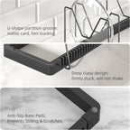 Pots and Pans Organizer under Cabinet, Expandable Pot Lid Organizer Holder with 12 Adjustable Compartment, Pan Organizers inside Cabinet for Lids, Bakeware, Kitchen Storage Pot Rack, Black