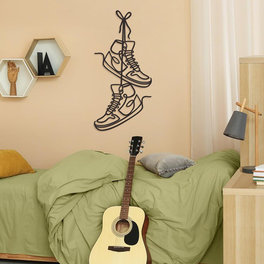 Zzbakress Large Sneaker Metal Wall Decor Black Creative Sports Room Decor