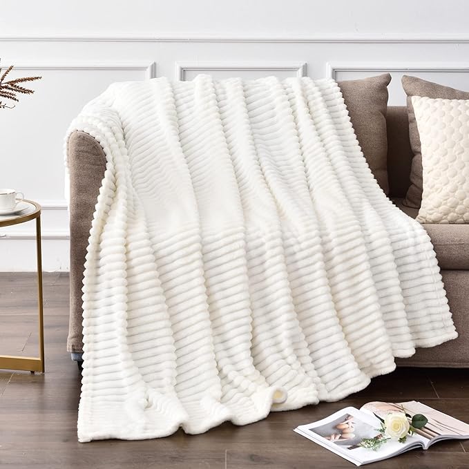 BEDELITE Fleece Throw Blanket for Couch – 3D Ribbed Jacquard Soft and Warm - Image 9
