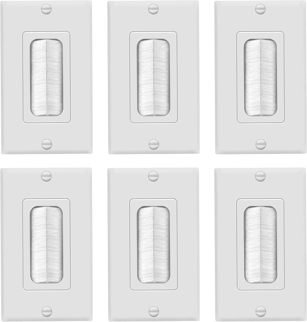 TOPGREENER 1-Gang Bristled Brush Pass-Through Wall Plate, 6-Pack