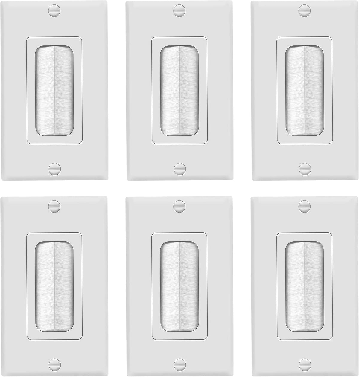 TOPGREENER 1-Gang Bristled Brush Pass-Through Wall Plate, 6-Pack