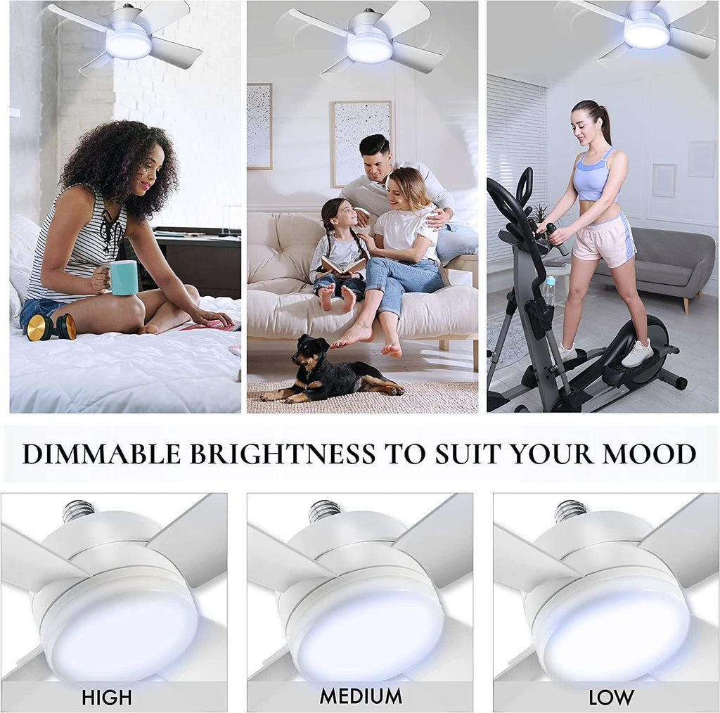 Bell+Howell Socket Breeze Light 5-Speed Deluxe LED – Ceiling Fans with Lights and Remote Control – For Bedroom, Kitchen, Living Room,1000 Lumens / 5000 Kelvins As Seen On TV
