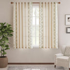 jinchan Belrose Linen Curtains for Bedroom Floral Curtains 63 Inch Length Linen - Image 2