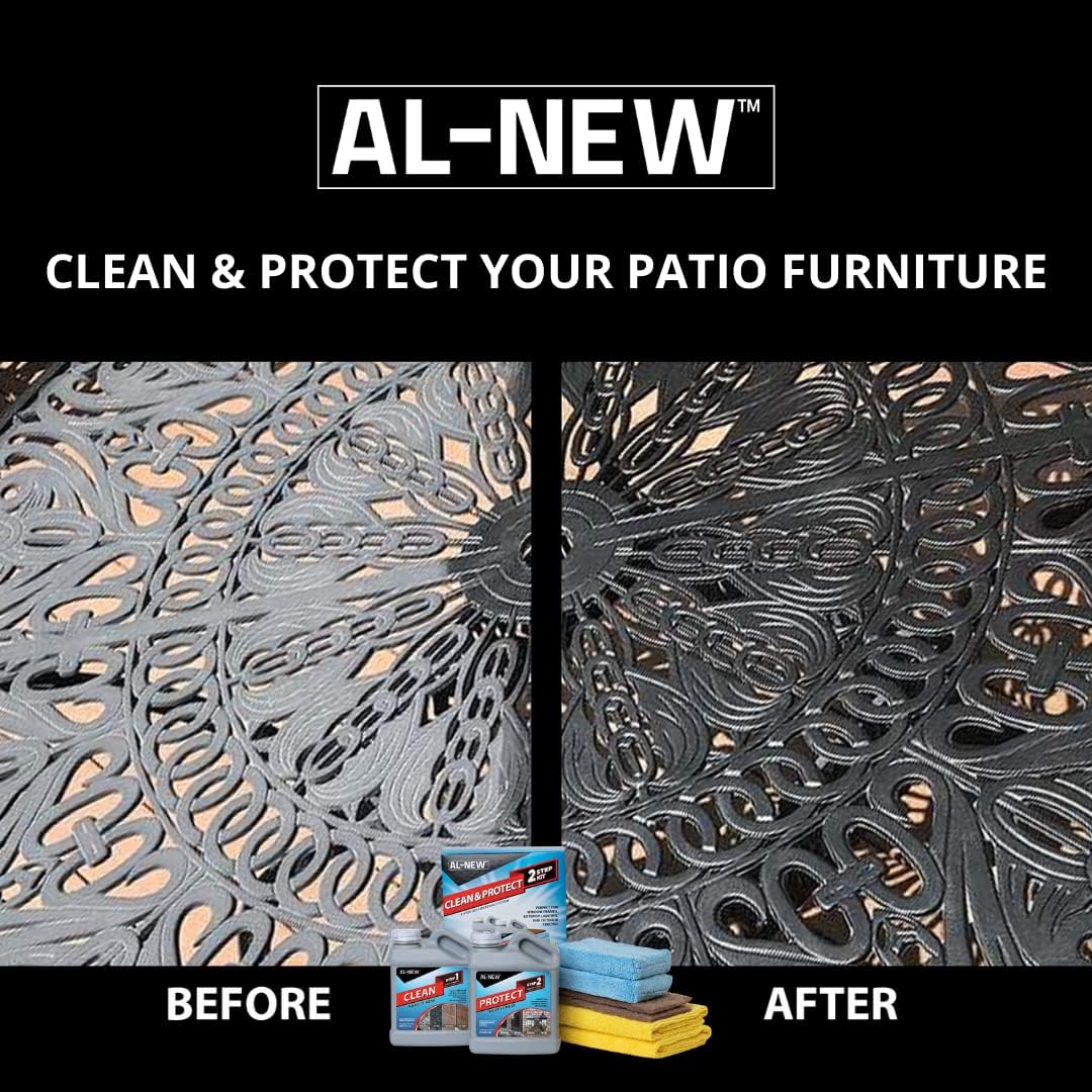 AL-NEW 2 Step Clean & Protect Kit | Clean, Restore, & Protect Your Outdoor Patio Furniture, Garage Doors, Exterior Lights, Window Frames, and More (16 Ounce Kit)