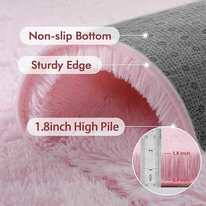 6x9 Ft Large Pink Rugs for Living Room Girls, Shag Fluffy Area Rug for Bedroom - Image 5