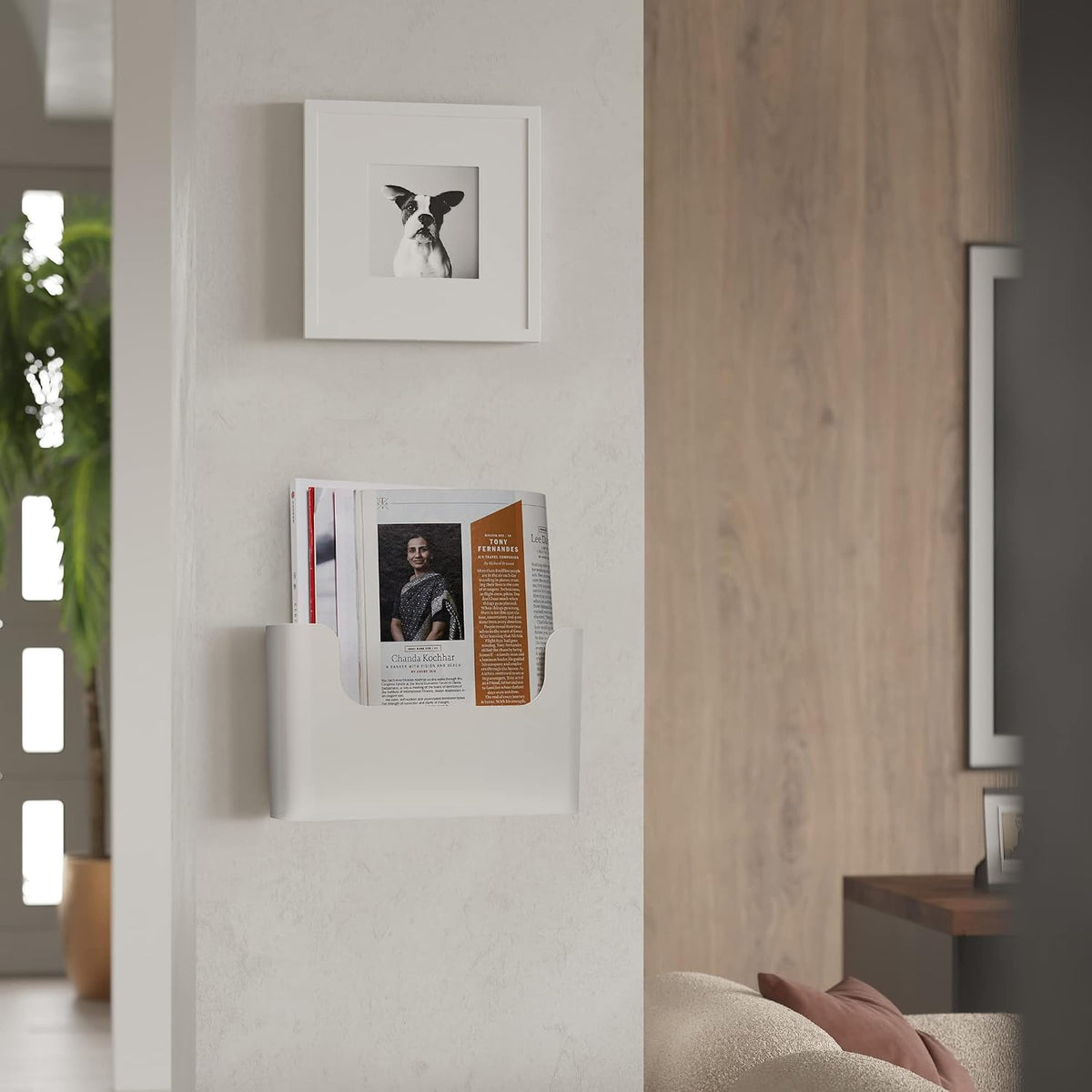 YOHOM No Drilling File Holder Wall Mails Magazines Organizer Adhesive Door Mount, Single Pocket(WHITE, 1 PCS)
