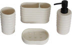 Hymmah Bathroom Accessories Set,Apartment Essentials Farmhouse Bathroom Decor,4 Pcs Resin Gift Set Apartment Necessities, Contain Toothbrush Holder,Soap Dispenser,Soap Dish,Tumbler