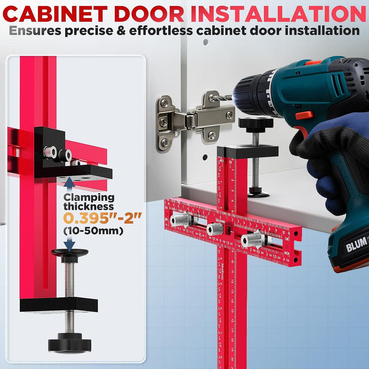 Cabinet Hardware Jig – Adjustable Drill Guide Template for Knobs & Handles Precision Hole Locator for DIY Cabinet Installation Fits 2.5" to 7.5" Spacing