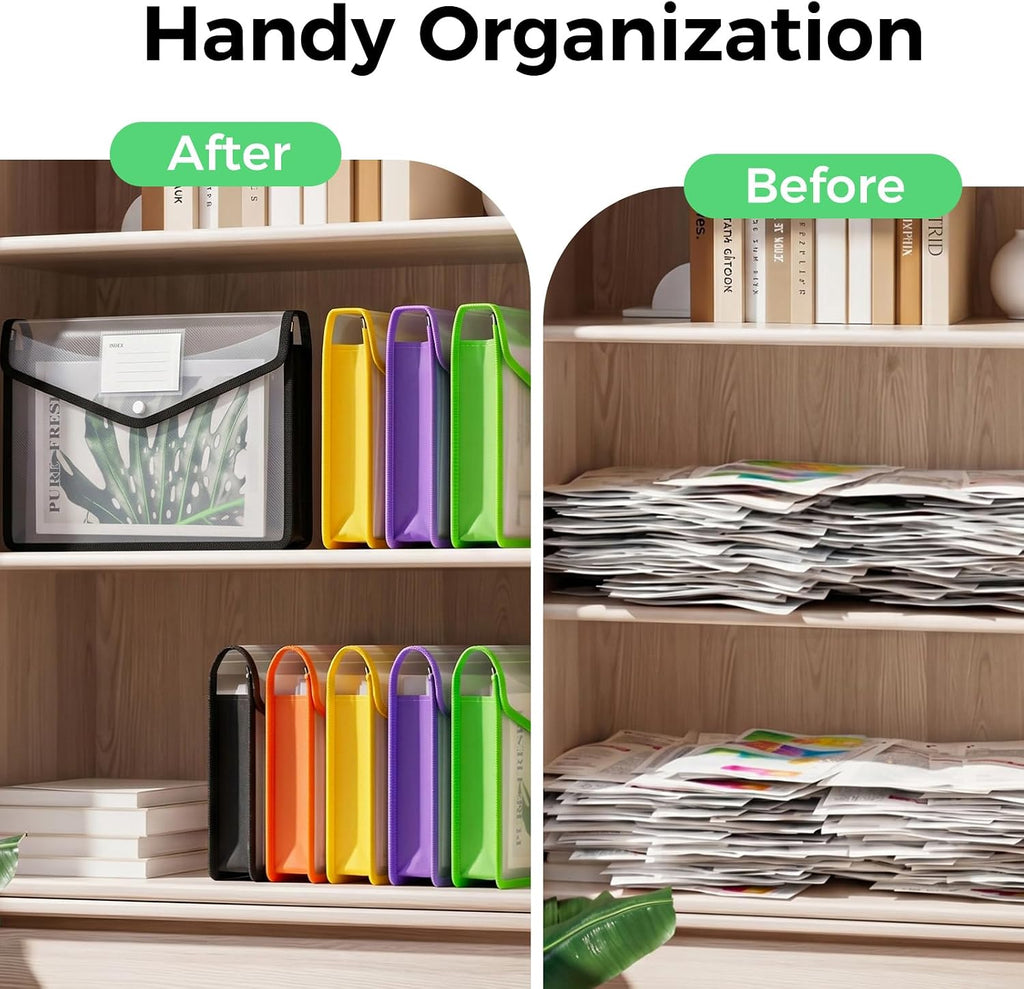 Plastic Expanding File Folder, Transparent Colorful File Folder Organizer