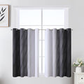 Estelar Textiler Black and Greyish White Ombre Short Blackout Kitchen Curtains by ESTELARTEXTILER
