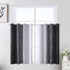 Estelar Textiler Black and Greyish White Ombre Short Blackout Kitchen Curtains by ESTELARTEXTILER