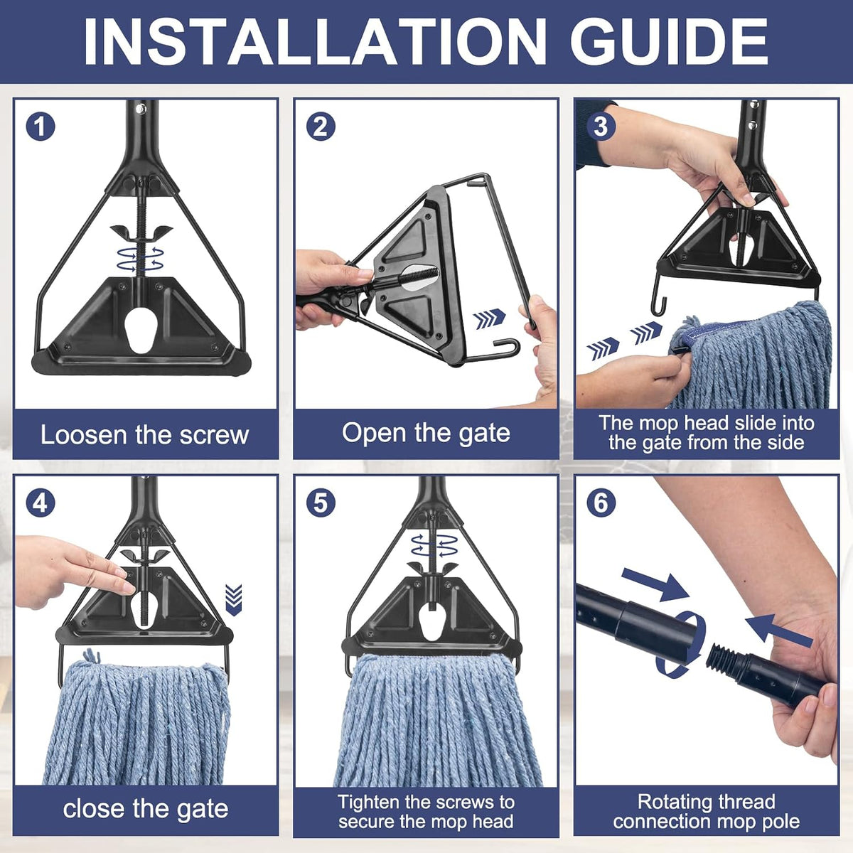 Commercial Industrial Mop for Floor Cleaning,3 Extra Large Replacement Head