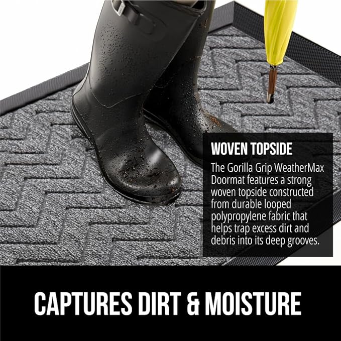 GORILLA GRIP 100% Waterproof All-Season WeatherMAX Doormat US Designed Natural - Image 4