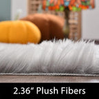 Latepis Grey Sheepskin Rug 4x6 Area Rugs Bedside Fluffy Faux Fur Rug Shag - Image 3