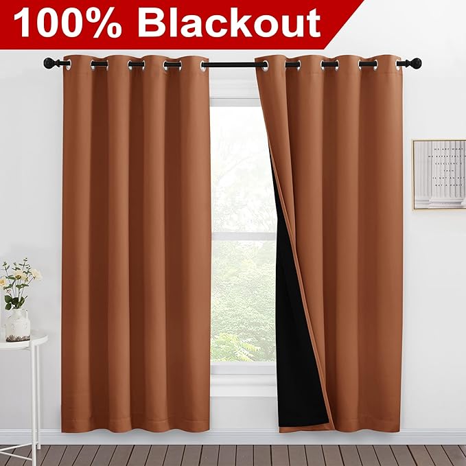NICETOWN 100% Blackout Window Curtain Panels, Full Light Blocking Drapes - Image 2
